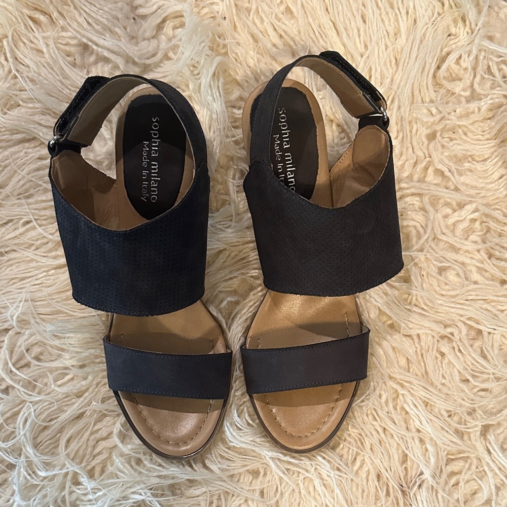 Sophia Millano Black Leather Sandals